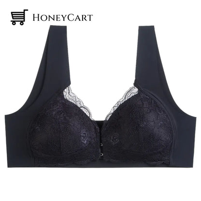 Front Closure Seamless Lace Bra Black / M Underwear