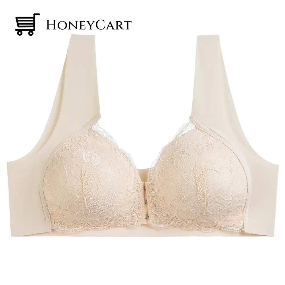 Front Closure Seamless Lace Bra Nude / M Underwear