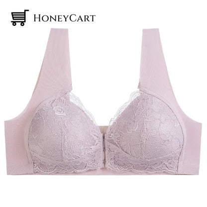 Front Closure Seamless Lace Bra Pink / M Underwear