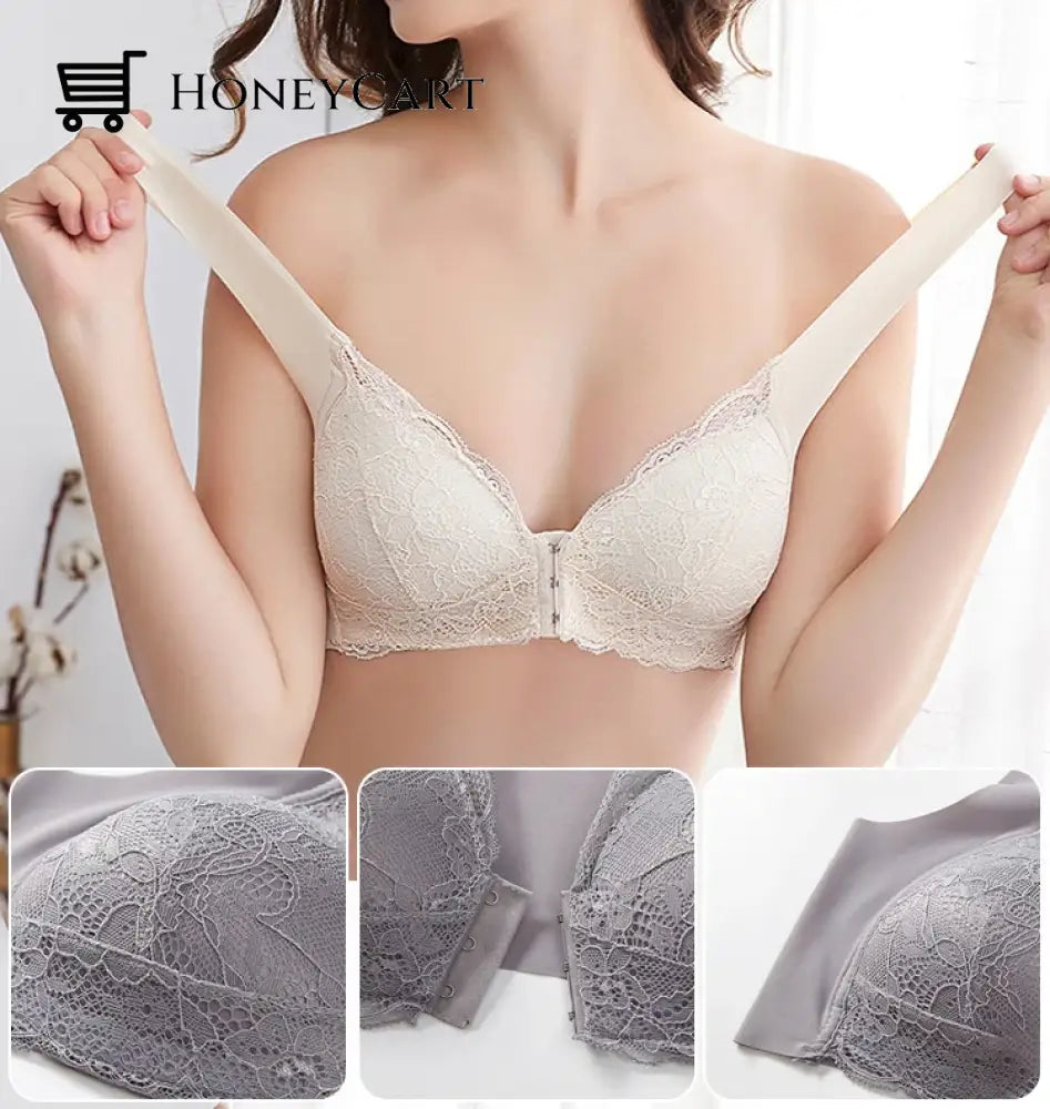 Front Closure Seamless Lace Bra Underwear
