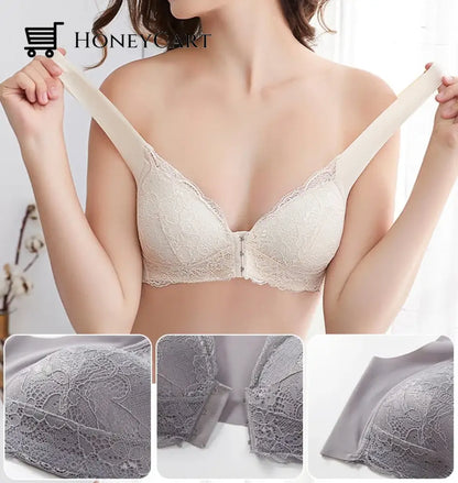 Front Closure Seamless Lace Bra Underwear