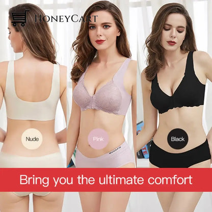 Front Closure Seamless Lace Bra Underwear