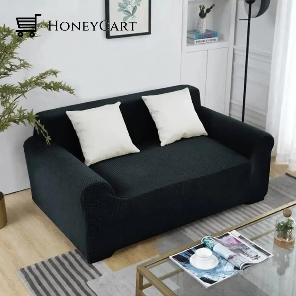 Full-Wrapped Universal Stretch Sofa Cover Black / 1 Seater(35-55 Inch)