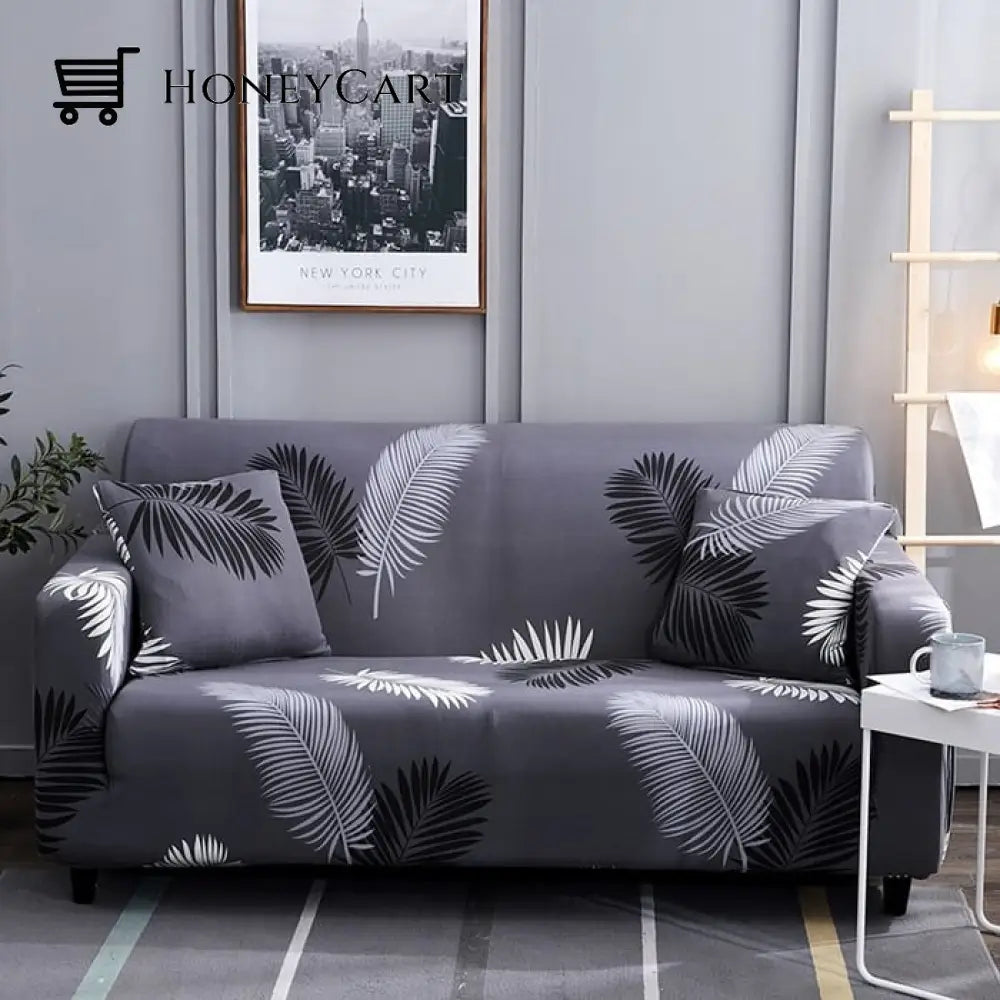 Full-Wrapped Universal Stretch Sofa Cover Black Attractive / 1 Seater(35-55 Inch)