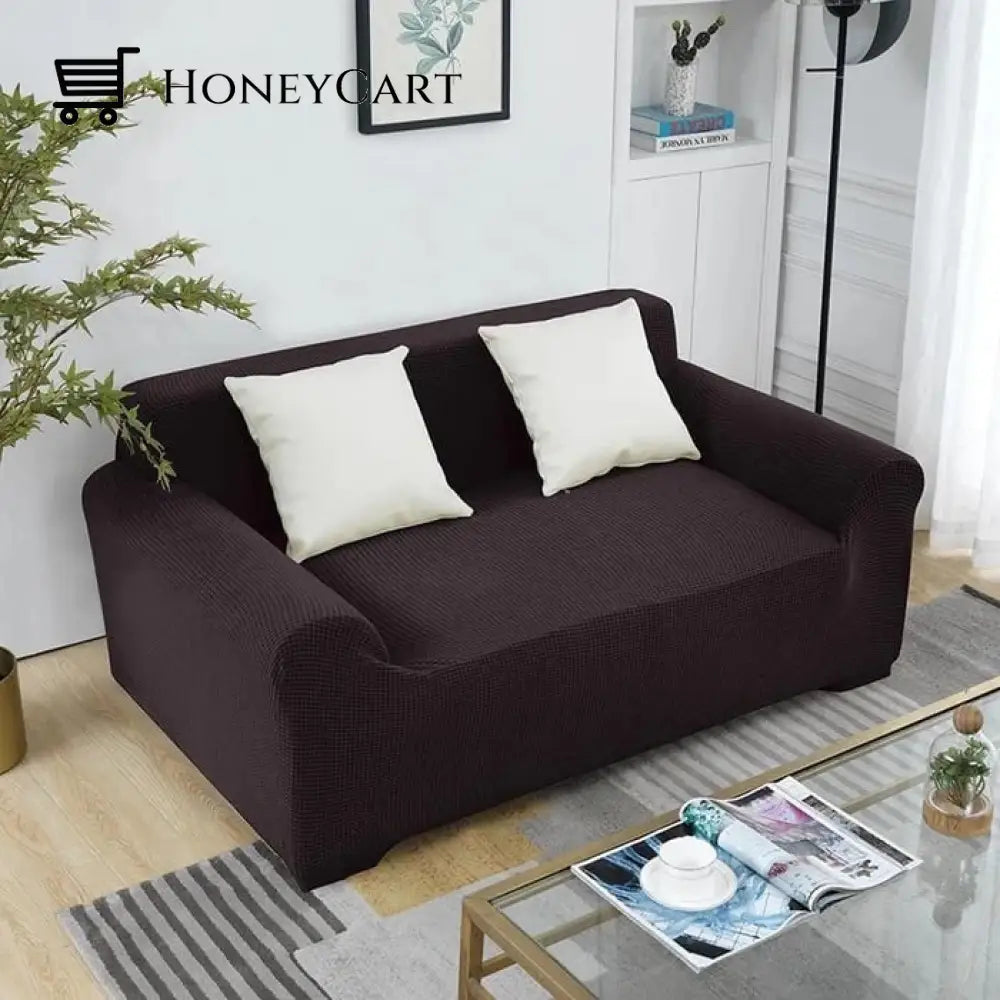 Full-Wrapped Universal Stretch Sofa Cover Brown / 1 Seater(35-55 Inch)
