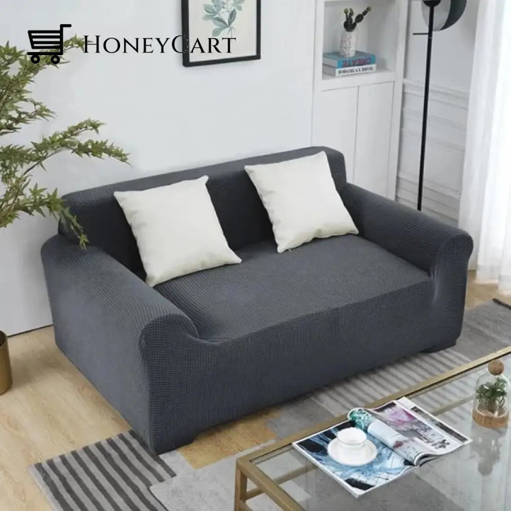 Full-Wrapped Universal Stretch Sofa Cover Dark Grey / 1 Seater(35-55 Inch)