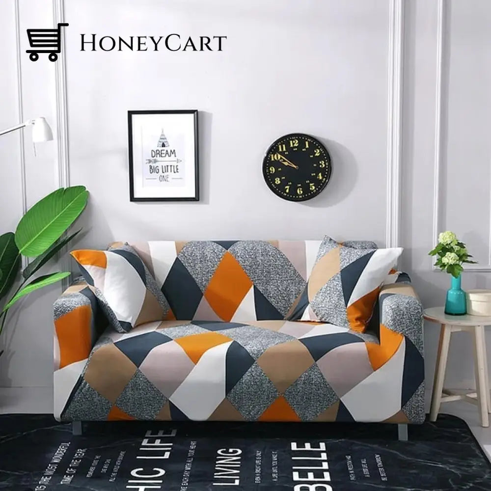 Full-Wrapped Universal Stretch Sofa Cover Square Puzzle / 1 Seater(35-55 Inch)