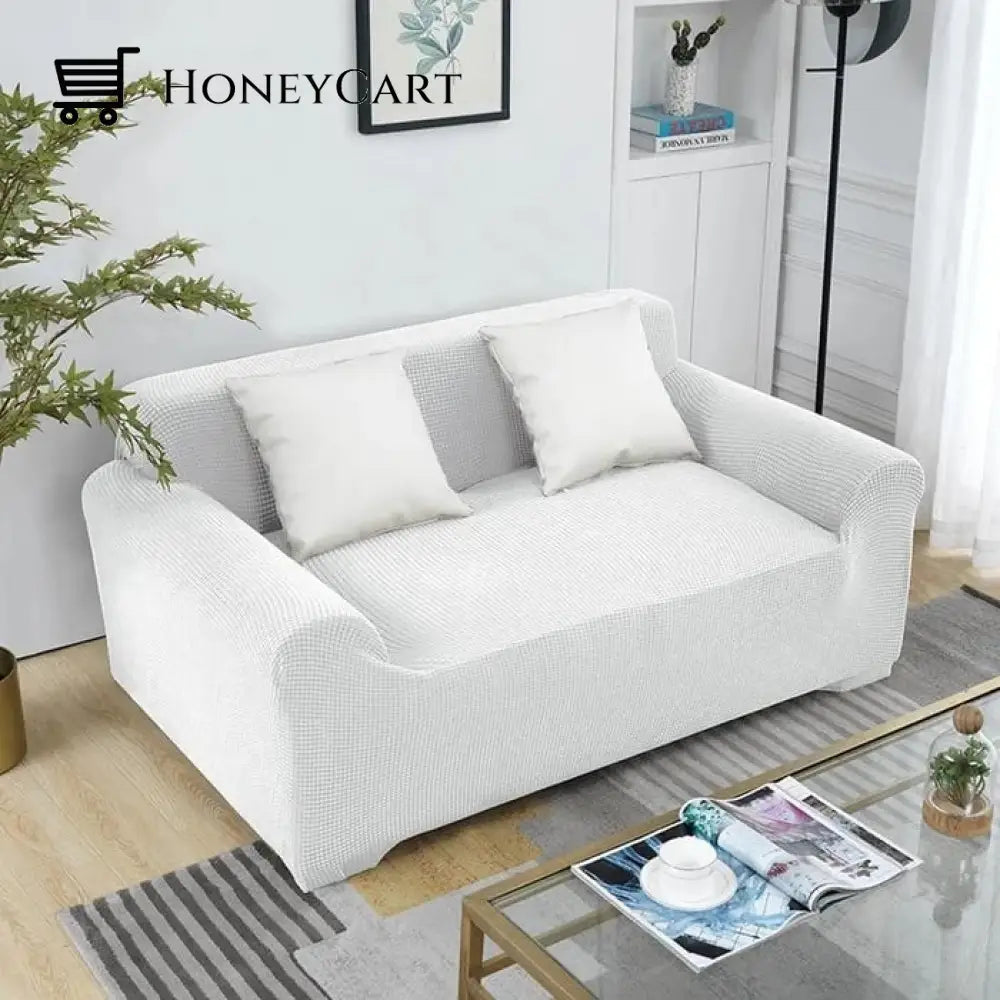 Full-Wrapped Universal Stretch Sofa Cover White / 1 Seater(35-55 Inch)