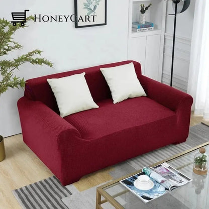 Full-Wrapped Universal Stretch Sofa Cover Wine Red / 1 Seater(35-55 Inch)