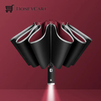 Fully Automatic Folding Inverted Umbrella Wine Red Outdoor Cj