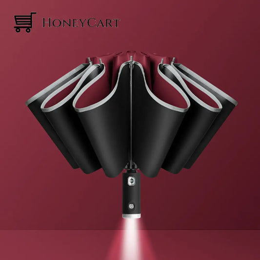 Fully Automatic Folding Inverted Umbrella Wine Red Outdoor Cj