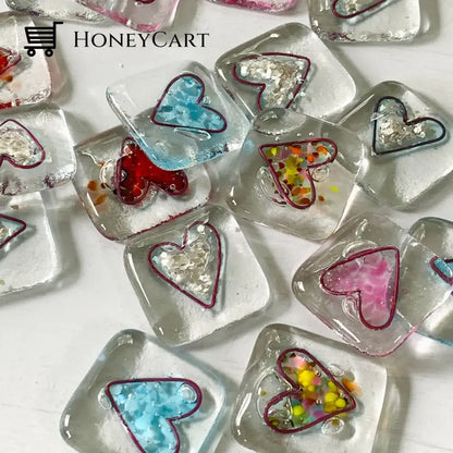 Fused Glass Heart Pocket Token