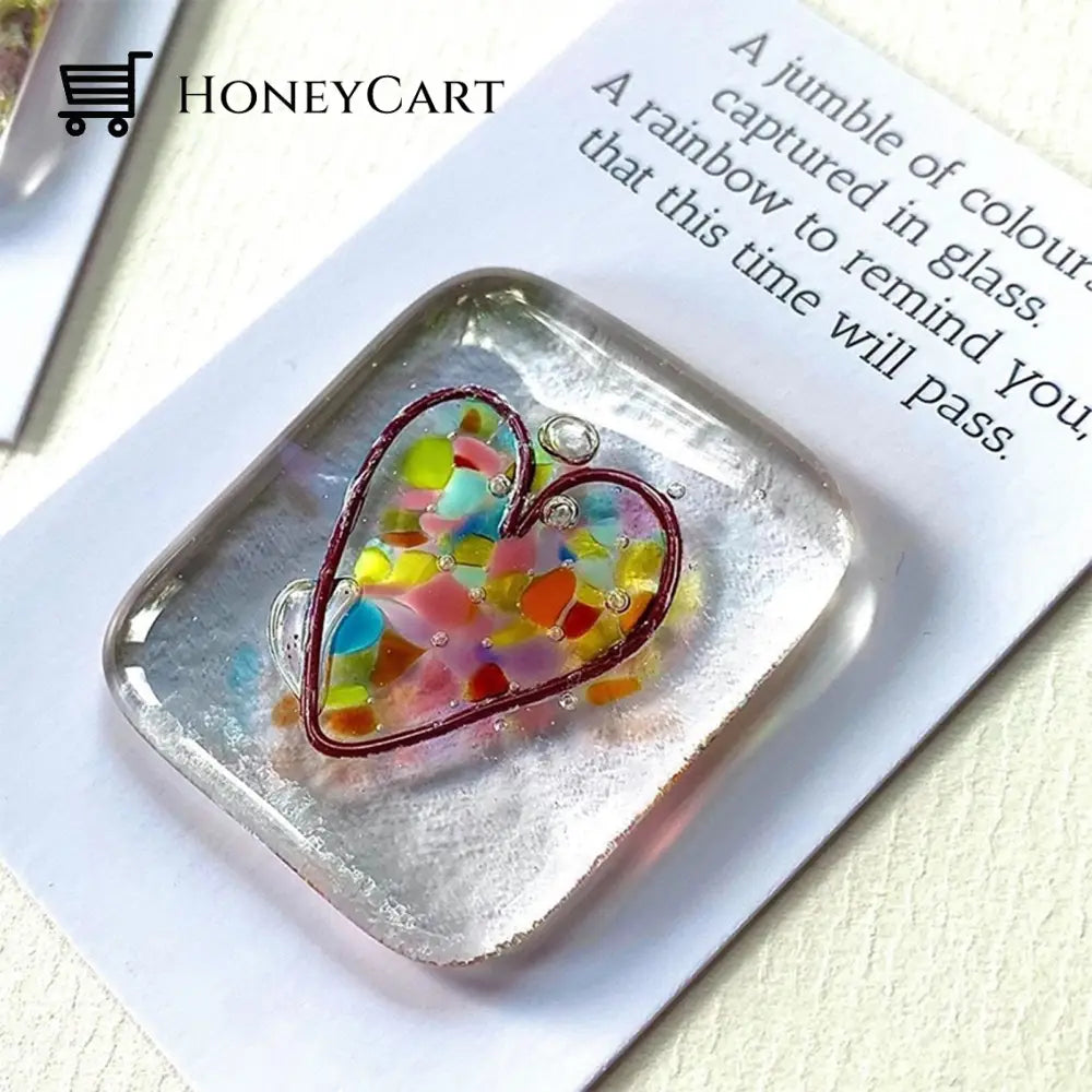 Fused Glass Heart Pocket Token