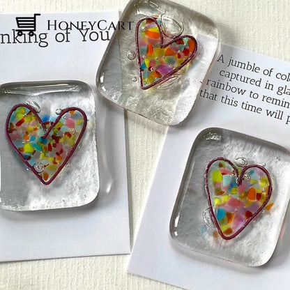 Fused Glass Heart Pocket Token