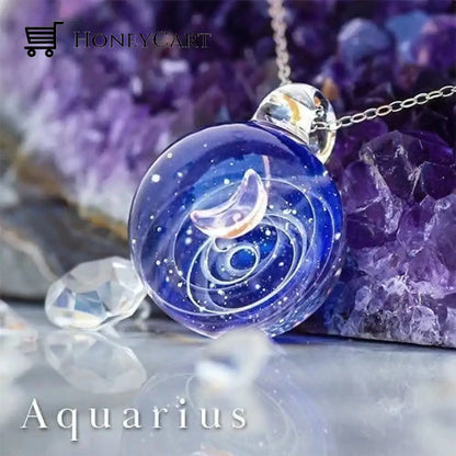 Galaxy Zodiac Necklace Aquarius / Free Gift Box Tool