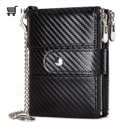 Genuine Leather Anti-Theft Retro Wallet With Chain Dimgray