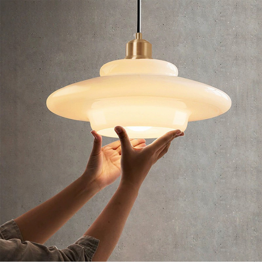 Mid Century Art Milk White Glass Pendant Light