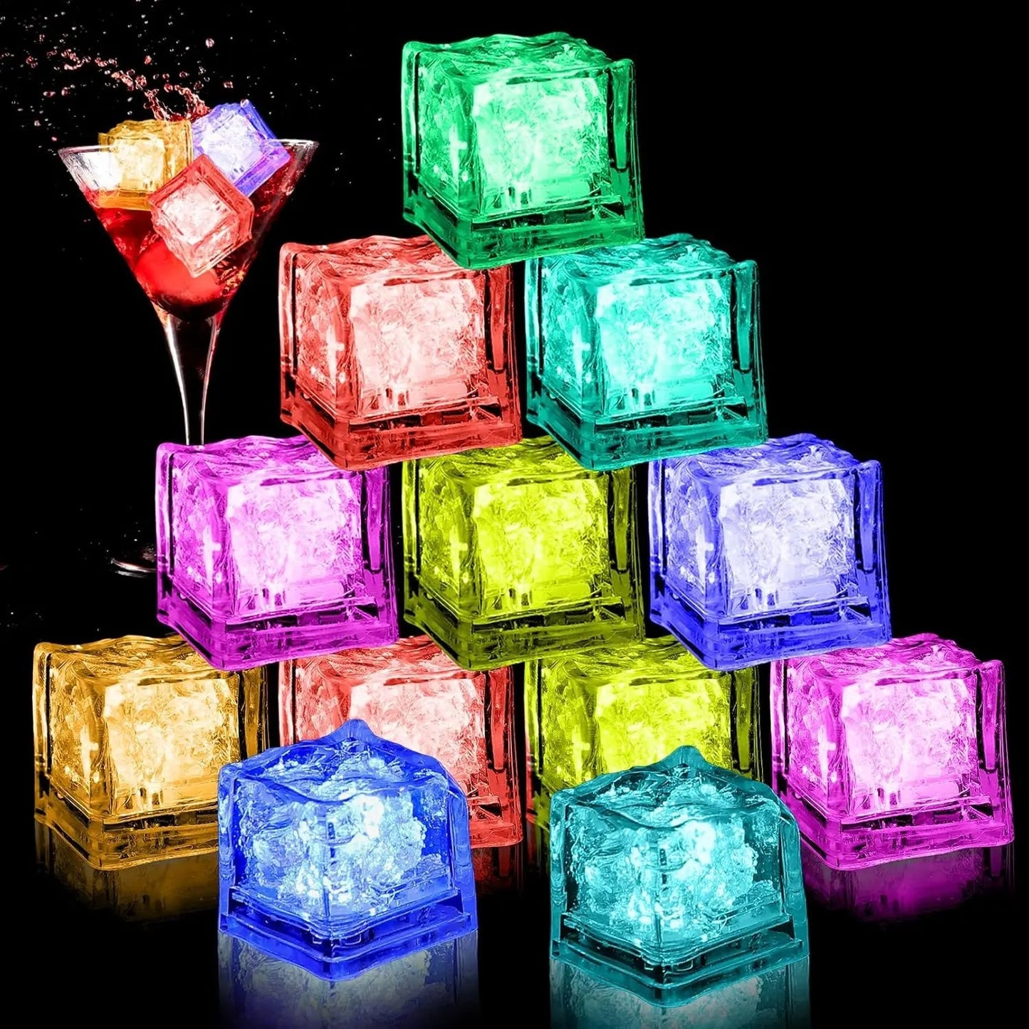 Glowing LED Ice Cubes – Ignite Fun with Fast-Flash Water Toys for Vibrant Party Decorations and Magical Drinks!