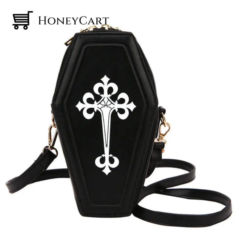 Gothic Coffin Shoulder Bag Cross Designer Black Bags