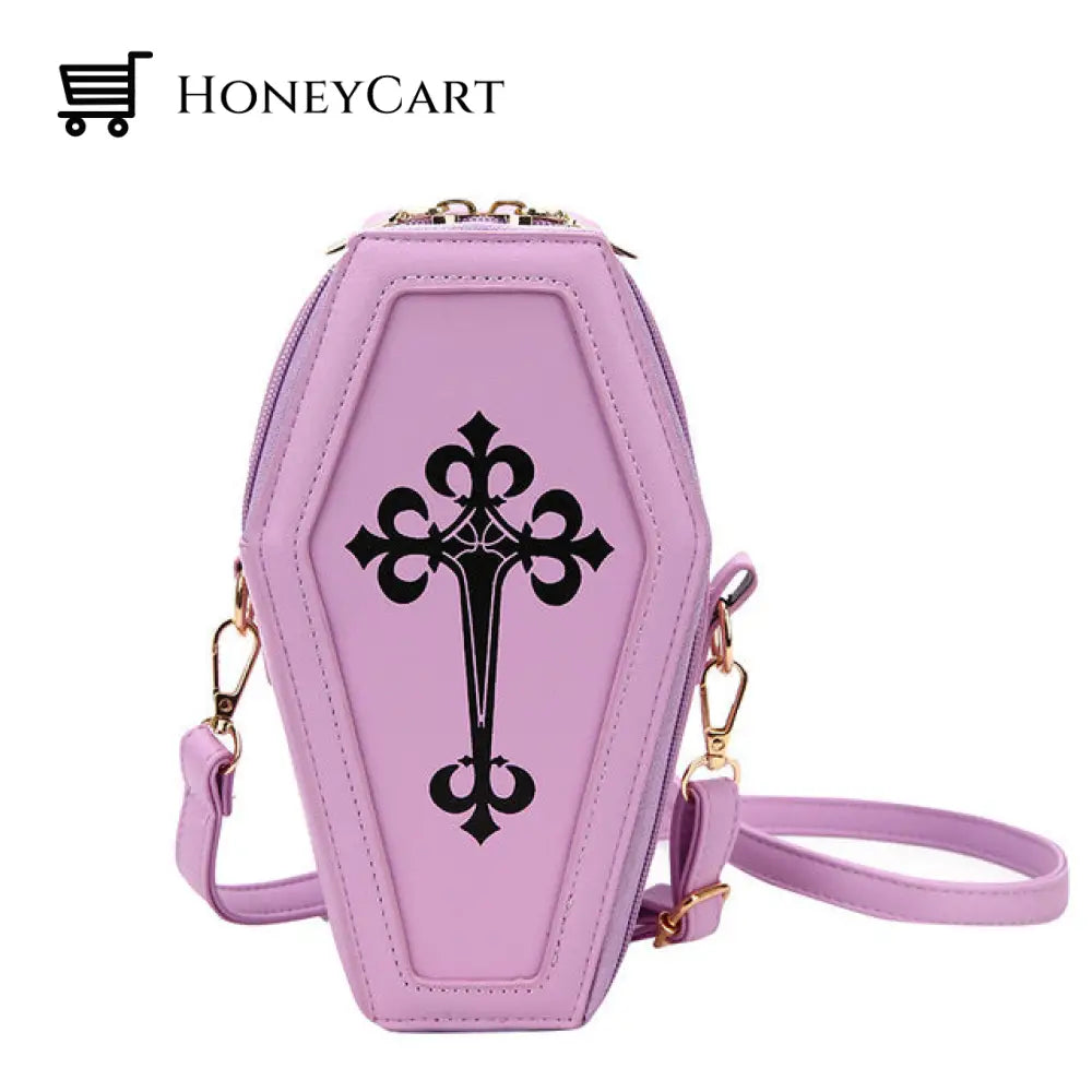 Gothic Coffin Shoulder Bag Cross Designer Purple Bags
