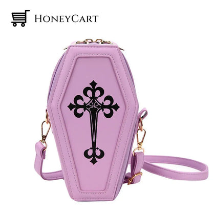 Gothic Coffin Shoulder Bag Cross Designer Purple Bags