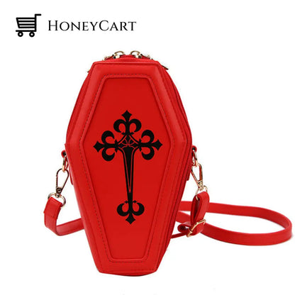 Gothic Coffin Shoulder Bag Cross Designer Red Bags