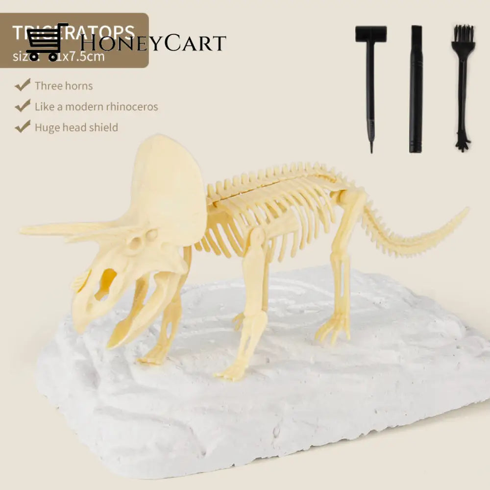 Great Educational Toy For Kids Dinosaur Fossil Digging Kit Triceratops