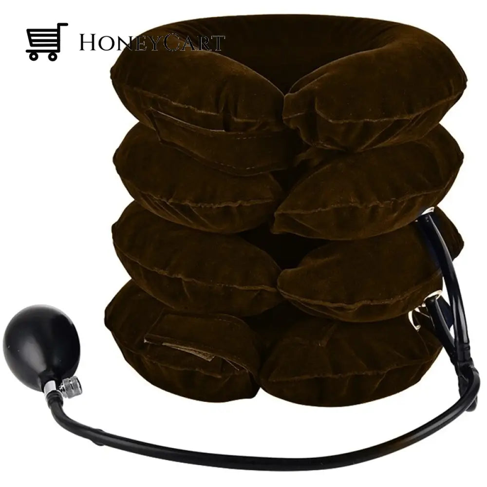 H-Care Inflatable Soft Cervical Neck Stretching Support Brown 4 Layers Supports & Braces