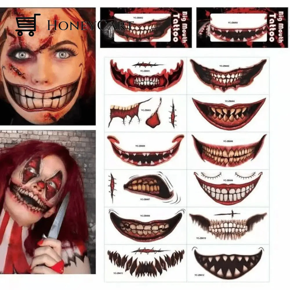 Halloween Prank Makeup Temporary Tattoo Set A (12Pcs)