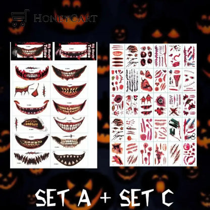 Halloween Prank Makeup Temporary Tattoo Set (A+C)60% Off