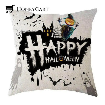 Halloween Pumpkin And Witch Printed Pillow Cases 450Mm*450Mm / E 1Pcs