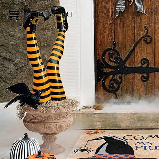 Halloween Witch Leg Pile One Containing Two Legs Yellow Black