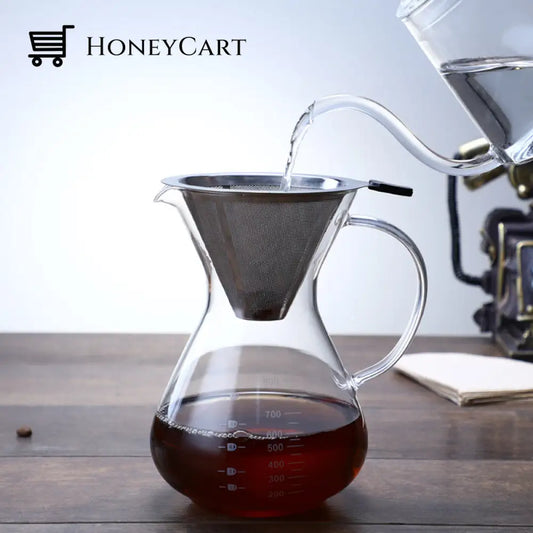 Hand Drip Coffee Pot With Strainer Stainless Steel