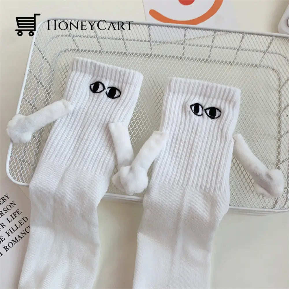 Hand In Magnetic Holding Hands Socks White