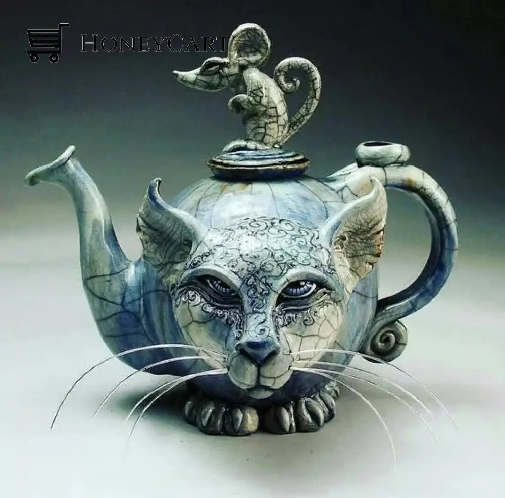 Handmade Art Cat Teapot 14