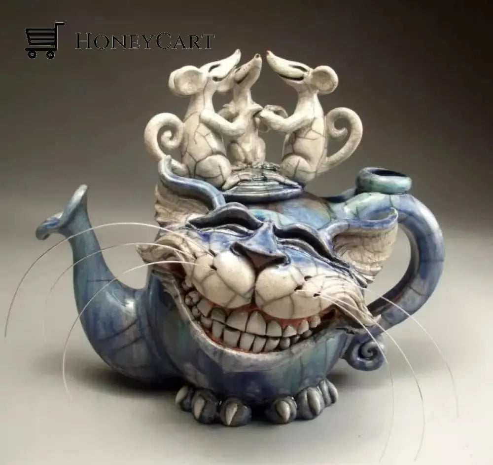 Handmade Art Cat Teapot 2