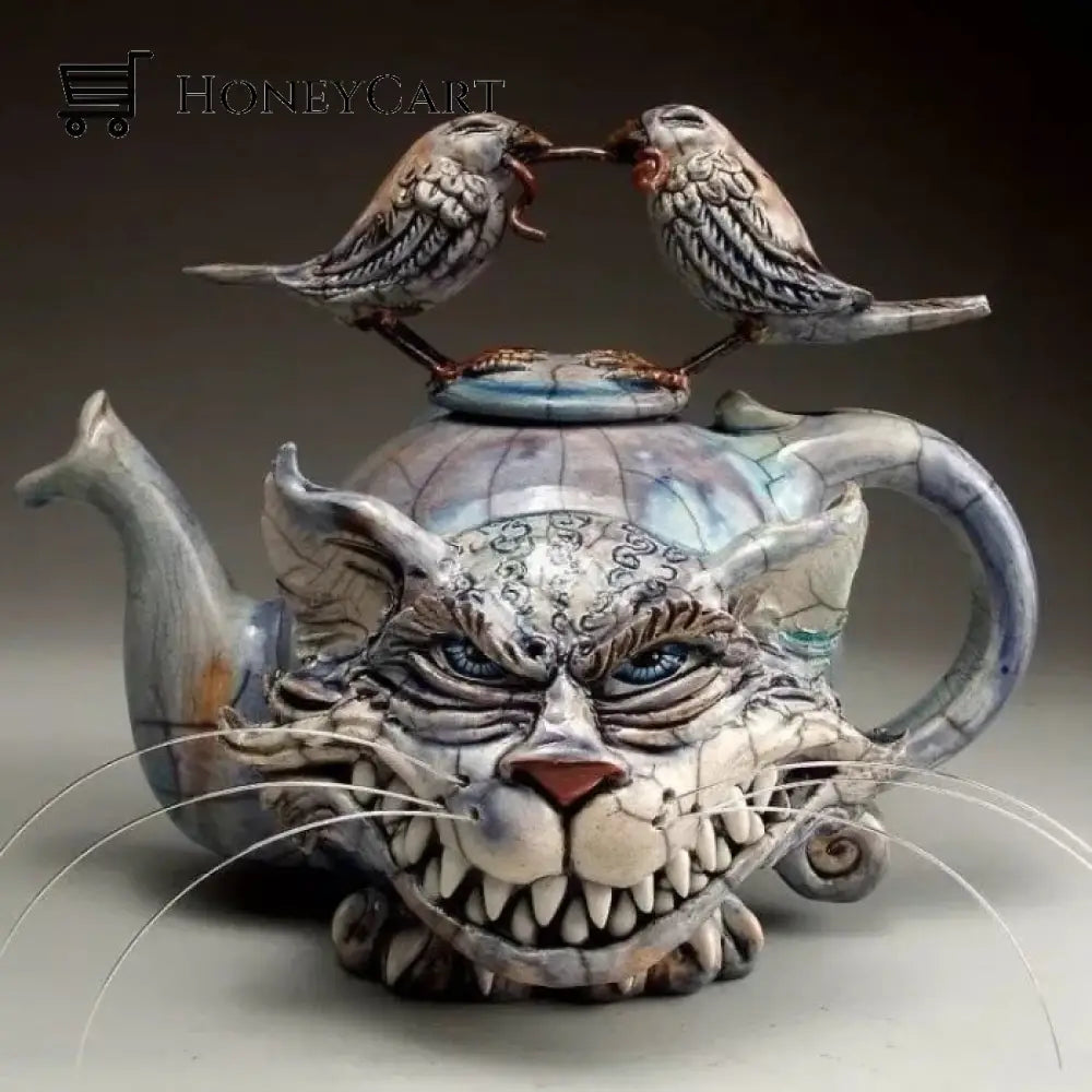 Handmade Art Cat Teapot 3