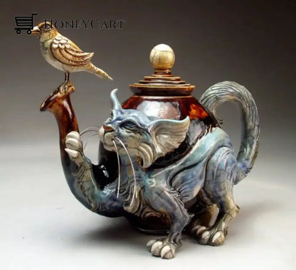 Handmade Art Cat Teapot 5