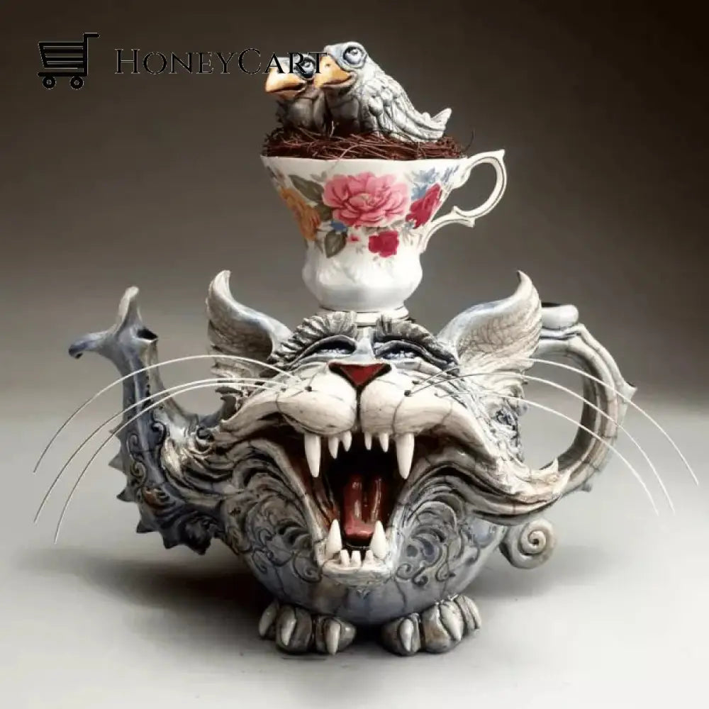 Handmade Art Cat Teapot 6