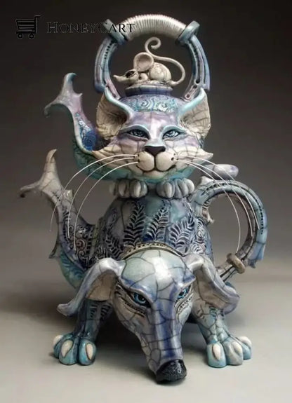 Handmade Art Cat Teapot 9