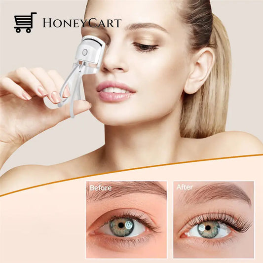 Heated Eyelash Curler Rechargeable Electric Curling 2 Heating Modes Quick Natural Eye Lashes For