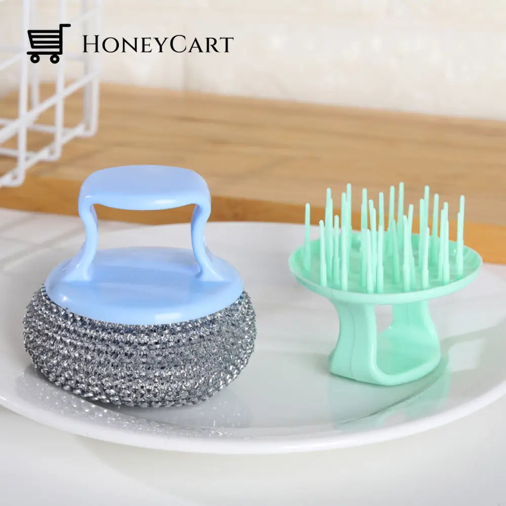 Heavy Duty Wire Ball Kitchen Cleaning Brush Short Handle Scrapers