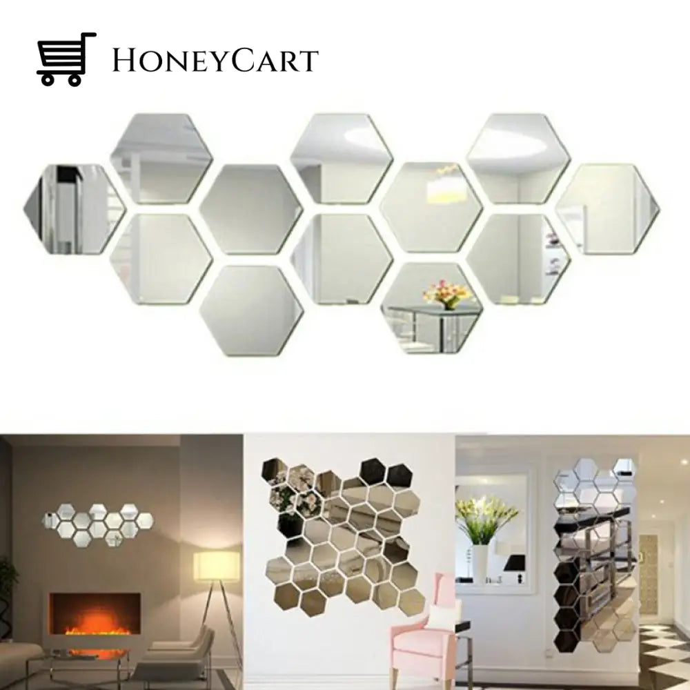 Hexagonal Mirror Wall Sticker