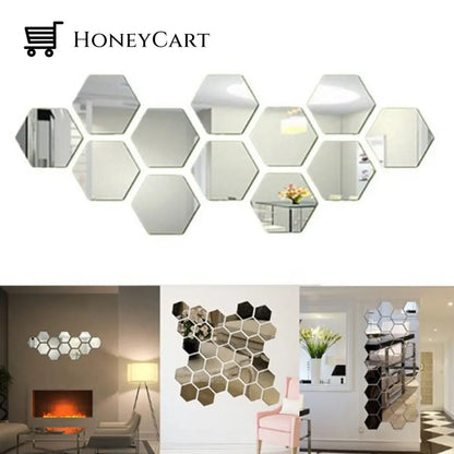 Hexagonal Mirror Wall Sticker