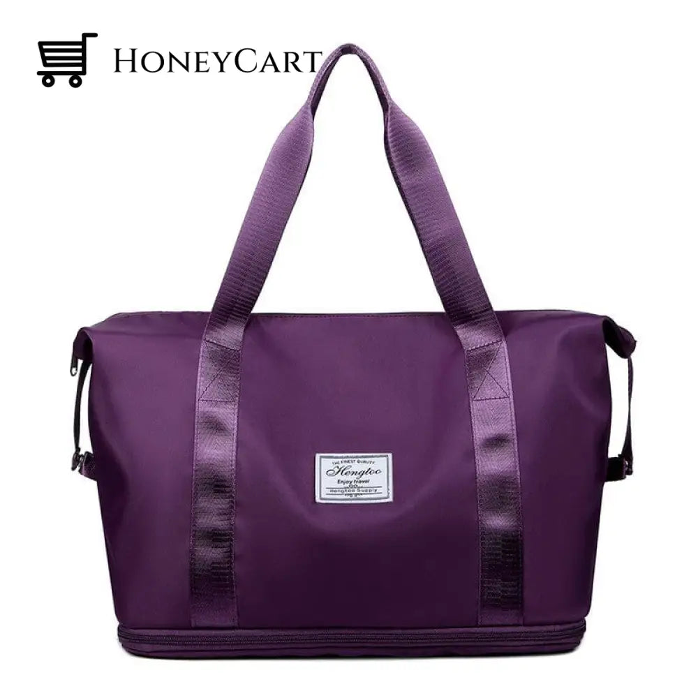 High-Capacity Double-Layer Wet Separation Travelling Bag Dark Purple