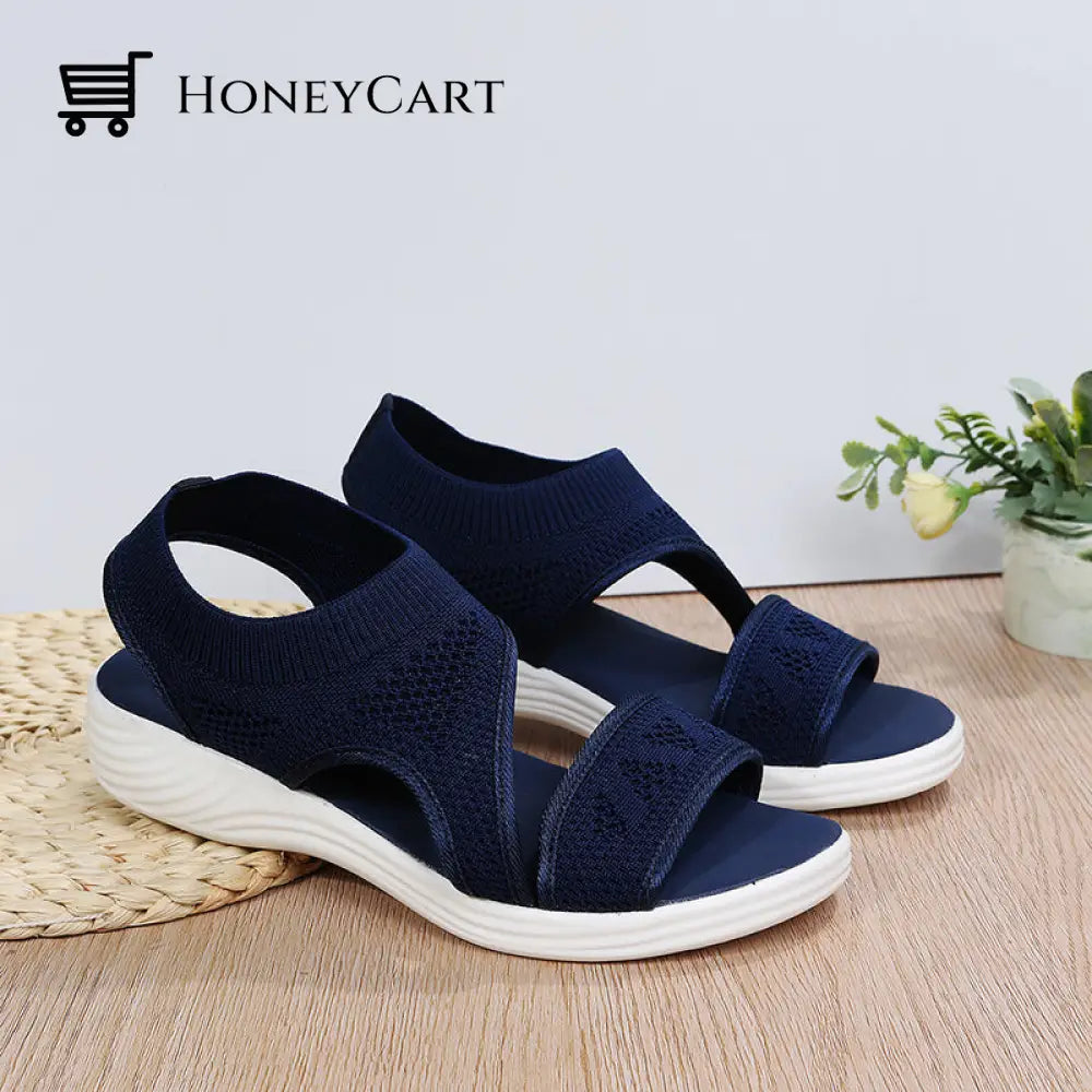 High-Fashion Springy Wide Fit Wedges Sandals For Women 5 / Blue