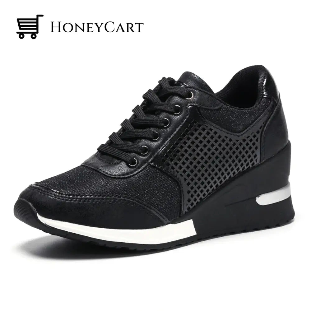High Heeld Wedge Sneakers For Women Black / 3.5