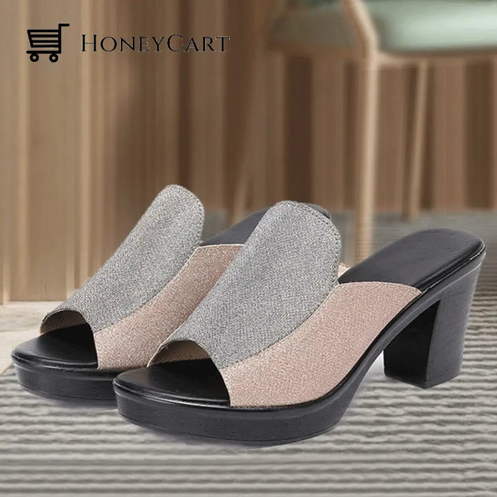 High-Heeled Fashion Open Toe Flip Flop Slippers