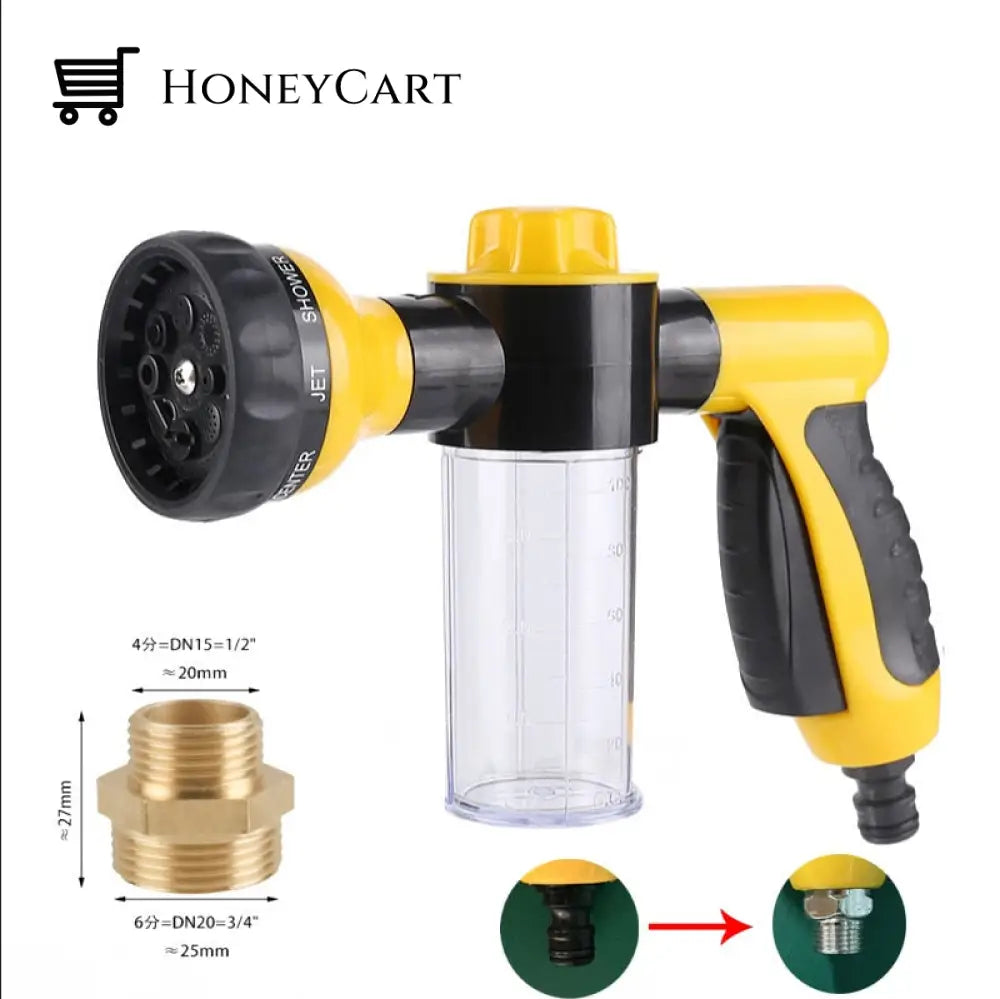 High-Pressure Dog / Pets Shower Gun Yellow With Connect