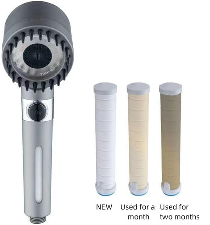 High Pressure Massage Shower Head - Handheld 3 Spray Mode Showerhead with Filters